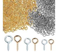 600Pcs Eye Pins for Jewellery Making, Vine Eyes Small Screws Small Hooks Screw in Eye Hooks, Screw Eyes for Garden Wire Eyelet Screws for DIY and Hanging Tiny Items (8mm 10mm 13mm