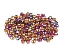 600pcs Fire Polished Faceted Beads Round 4 mm, Crystal Violet Rainbow Metallic Iris (30-1640), Bohemia Crystal Glass, Czechia 15119001