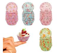 600pcs Floral Cupcake Liners, Mini Muffin Liners Cupcake Wrappers Paper Baking Cups Cupcake Liners for Baby Shower Wedding Birthday Party Favor Decorations