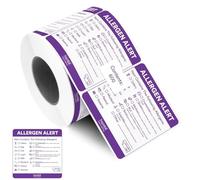 600Pcs Food Allergen Stickers Date Info Labels Food Allergen Warning Waterproof Labels 2x2 inch Removable No Residue Food Labels for Commercial Kitchens Catering Outlets