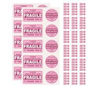 600pcs Fragile Shipping Warning Labels for Movers and Couriers, Red | Copper Plate Sticker, Circle and Rectangle Shapes, Highly Visible Bright Red Text, High-volume Labeling