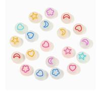 600Pcs Glow in The Dark Spacer Round Beads Acrylic Beads with Moon Star Flower Heart Shaped for Weave Hair Braids DIY Crafts Bracelets Necklaces Jewelry Making