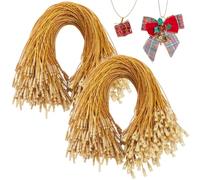 600Pcs Gold Ornament Hanger String Ornament Hanging Thread Short 202mm Precut Snap Fastener Polyester Cable Ties Wraps Wire Locking Rope for Christmas Tree Wall Party Hanging Decorations