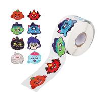 600pcs Halloween Pumpkin Stickers, 1.5 Inch Halloween Stickers Roll 8 Designs Pumpkin Face Stickers Halloween Character Stickers for Kids Party Decorations