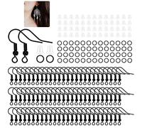 600Pcs Hypoallergenic Earring Hooks, Black Earring Making Kit, with Earring Backs and Jump Rings for Jewelry Making (Black)