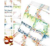 600PCS Jam Jar Labels Self Adhesive Label Flower Stickers Writable Sticky Easy Peel for Kitchen Freezer Food Bottles Containers Crafts Gift Tag Stickers