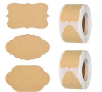 600pcs Kraft Paper Label Stickers, self Adhesive Gift Label Stickers, Blank Sticky Labels for Crafts, Homemade Food Jars, Gift Tags, Name Labels, Envelope Labels, Home Office Business Uses