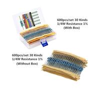 600PCS/LOT 1/4W Metal Film Resistor Kit 1% Resistor Assorted Kit Set 10-1M Ohm Resistance Pack 30 Values each 20 pcs NWPNLXEA(300pcs Without Box)