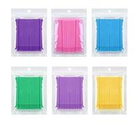 600Pcs Micro Brushes Disposable Applicator Eyelash Extensions Mascara Wands Brush for Eyebrow 6 Color - Dark Purple, Light Purple, Pink, Green, Blue, Yellow