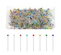 600Pcs Multicolour Sewing Pins, 38mm Not Easy to Bend Glass Head, Coloured Ball Heads Straight Needle, Corsage Stick Pins, Steel Quilting With Sharp Ends for Crafts Dressmaking Fabric