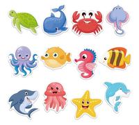 600Pcs Ocean Animal Sticky Notes, Cute Turtles Crabs Jellyfish Fish Sticky Notes Sea Animal Sticky Notepad Under The Sea Self Sticky Memo Pads for Ocean Party Favors Home Office School Supplies