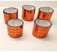 600pcs Orange Self-Adhesive Mirror Squares Mini 10x10mm,Real Glass Mirror Roll,Decorative Mirror Sticker Sheet DIY Accessory Mirrors Mosaic Tiles