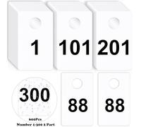 600Pcs Plastic Check Tags 2 Part Coat Check Tickets 1.5x2.5inch Number Cards 1 to 300 with Hole Reusable Coat Room Tags Claim Ticket for Closet Organization Event Raffle Draws Cloakroom Storage White