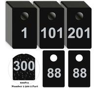 600Pcs Plastic Check Tags 2 Part Coat Check Tickets 1.5x2.5inch Number Cards 1 to 300 with Hole Reusable Coat Room Tags Claim Ticket for Closet Organization Event Raffle Draws Cloakroom Storage Black