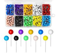 600PCS Plastic Round Head Pins - Map Pins and Drawing Pins for Pinboard, Cork Board, Notes, Maps, Office & Home Display - Colorful Push Pins Set
