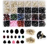 600pcs Plastic Safety Eyes and Noses,Black Plastic Safety Eyes with Washers for Making DIY Crafts,Multiple Colors,6-14 mm