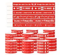 600pcs Red Ribbon Week Bracelets, Drug Free Wristbands Paper Anti Drug Bracelets Red Ribbon Week Awareness Supplies Gifts for Red Ribbon Week School Events Charity Activity Campaigns
