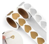 600pcs Scratch Off Stickers, 1in Heart Shaped Scratch Off Stickers Labels Self Adhesive Scratch Offs DIY Scratch Off Cards for Reward Card Lottery Tickets DIY (Gold & Silver)