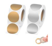 600Pcs Scratch Off Stickers, 2 Rolls 1 Inch Round Scratch Off Stickers for Lottery, Raffle Games & Party Events (Gold, Silver)