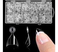 600Pcs Short Nail Tips Almond Nail Tips Half Cover Acrylic Nails Tip Clear Fake Nails for Manicure with Box