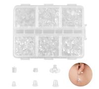 600Pcs Silicone Earring Backs, 6 Styles Soft Clear Earring Backs for Studs Hooks Heavy Earrings Hypoallergenic Secure Fit Rubber for Droopy Ears and Daily Use