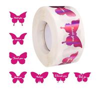 600pcs Solid Color Butterfly Thank You Stickers, 7 Designs Rainbow Foil Adhesive Labels for Envelope Seals Tags Small Business Handmade Crafts Wedding Party Favors