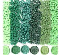 600pcs Wax Seal Beads Mixing Green, Premium Sealing Wax Beads for Stamp Seals, Octagon Seal Stamp Pellets Refill Pack for Wedding Invitation, Letter Envelope, Scrapbook DIY (Mixing Green)