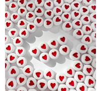 600Pcs White Red Heart Bead Acrylic Love Beads Loose Spacer Beads to Match Letter Pony for Jewelry Making,DIY Bracelets, Necklaces, Key Chains