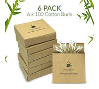 600pk (6 x 100) Bamboo Cotton Buds by ocean saver | Environmentally Friendly Plastic Free Packaging | 100% Bio-degradable | 100% Natural Cotton