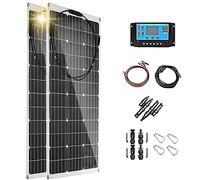 600W 18V Semi-Flexible Solar Battery Kit,2Pcs 300W Ultralight Monocrystalline Camper Van Solar Panel Flexible Kit,with 40A Controller,for Caravans Campers Rv Car