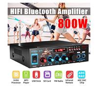 600w 800W Home Amplifier HiFi USB FM Radio Car Audio Bluetooth Amplifiers Subwoofer Theater Sound System with Remote Control(Nero)