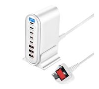 600W Charging 8Port USB C Power Adapter PD3.1 Fast Charging Hubs 140W For Laptop Phone Tablet UK Plugs Office Use
