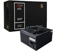 CiT FX Pro 600w ATX Power Supply Unit APFC 80 Plus Bronze - with 14cm Fan One Size Black