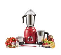 600W Mixer Blender with 3 Stainless Steel Jars - Wet & Dry Grinding Geepas Red One Size