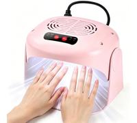 600W Portable Nail Dryer, Nail Polish Dryer with Dual Heating & Cooling Modes, 6X Faster Drying Professional Angle Nail Fan for Regular Polish for Salon & Home Use Pink