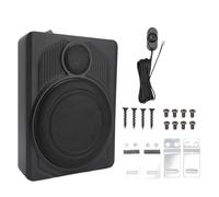 600W Powered Car Subwoofer 10 Inch Ultra Thin Under High Powered Speaker with Volume Control Cable for System Deep Bass 20Hz 150Hz Frequency Response DC12V Aluminum
