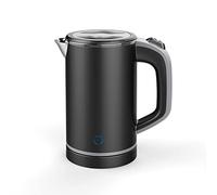 600W Travel Kettle Electric, 800ml Small Kettle,Lightweight Portable Kettles, Auto Shut-Off & Boil-Dry Protection,UK Plug,Low Wattage Stainless Steel Kettles for Motorhome, Office,Hotel,Dorm-Black