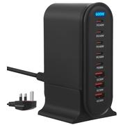 600W USB C Charging Station 8 Port GaN Fast Charger, Multi Charger Hub Charging Block with 5 USBC PD 140W/100W/30W and 3 USB A QC30W, Compatible with MacBook Pro/Air, iPhone 16/15/14, Samsung