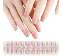 600x/Box French Tip False Nails Almond Press On Artificial Nails Full Stick On Manicures Supplies