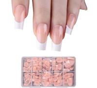 600x/Box French Tip False Nails Almond Press On Artificial Nails Full Stick On Manicures Supplies