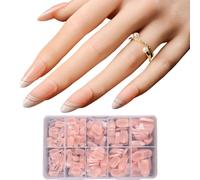 600x/Box French Tip False Nails Almond Press On Artificial Nails Full Stick On Manicures Supplies