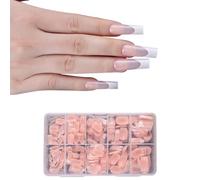 600x/Box French Tip False Nails Almond Press On Artificial Nails Full Stick On Manicures Supplies