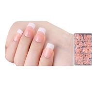 600x/Box French Tip False Nails Almond Press On Artificial Nails Full Stick On Manicures Supplies