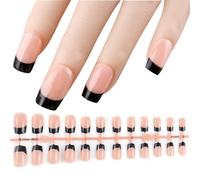 600x/Box French Tip False Nails Almond Press On Artificial Nails Full Stick On Manicures Supplies