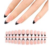 600x/Box French Tip False Nails Almond Press On Artificial Nails Full Stick On Manicures Supplies