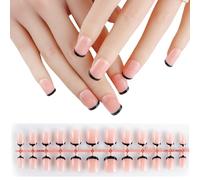 600x/Box French Tip False Nails Almond Press On Artificial Nails Full Stick On Manicures Supplies