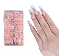 600x/Box French Tip False Nails Press On Almond False Nails Full Stick On Ballerinas Artificial Nails