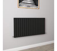 (600x1156mm Double) Horizontal flat radiator black all sizes