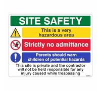 600x450mm Multi Hazard Site Safety Very Hazardous Area Construction Sign by LI-Safety