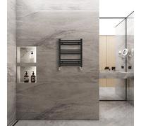 (600x500mm) Warmehaus Straight Heated Towel Rail Central Heating for Bathroom Kitchen Radiator Ladder Black
